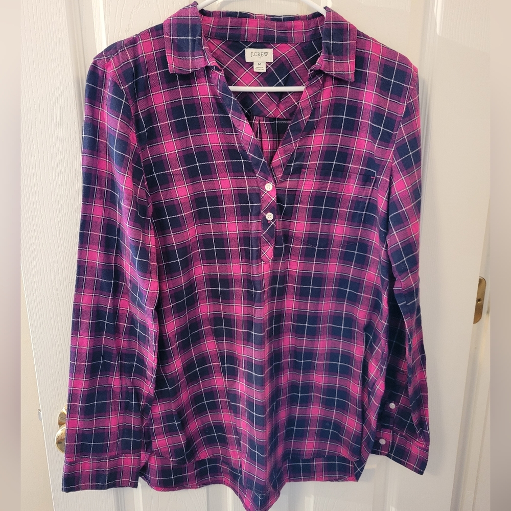 J. Crew Factory Plaid Tunic Top